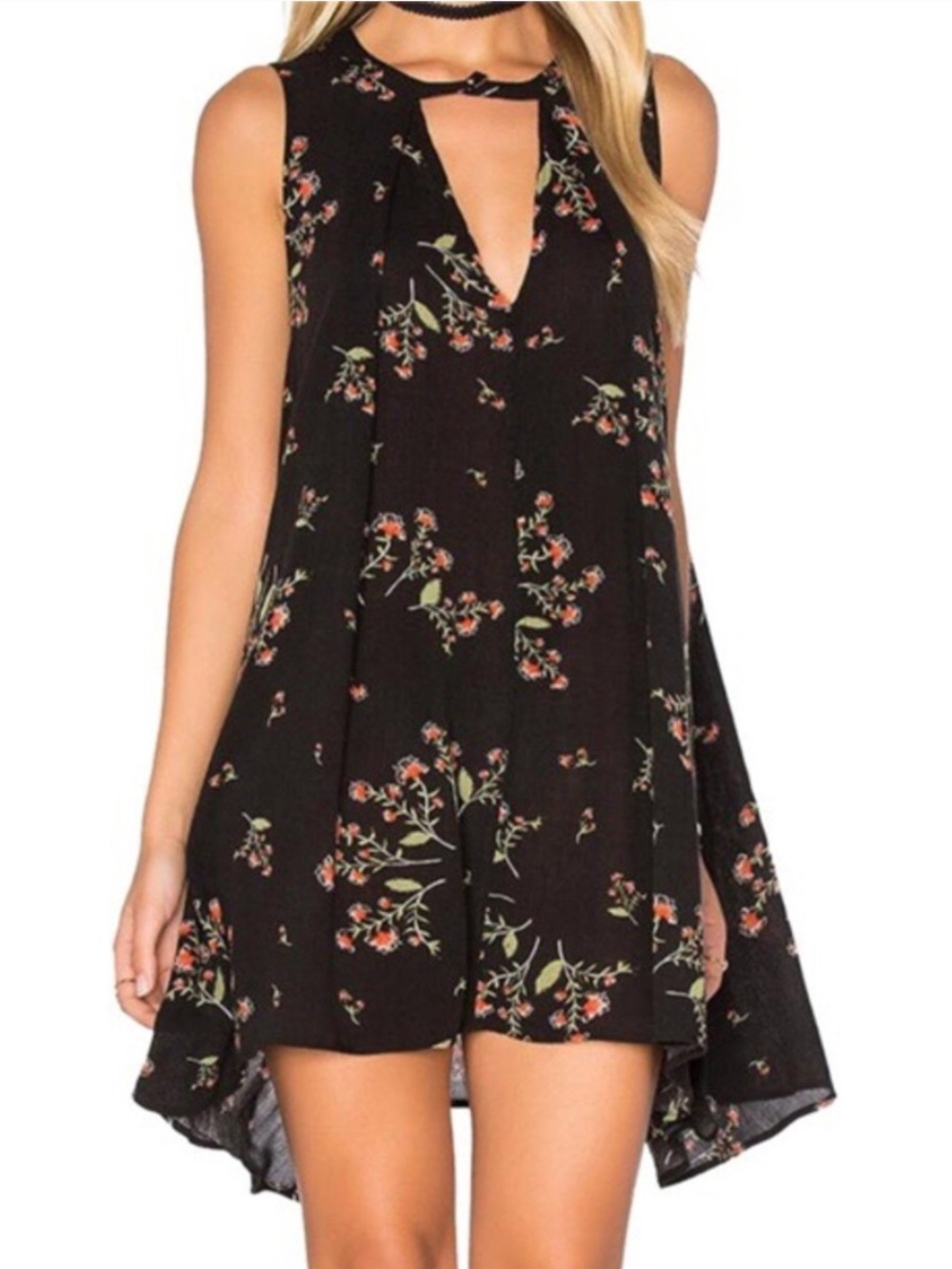 < Free People Snap Out Of It Floral Swing Mini Dress Size Medium >